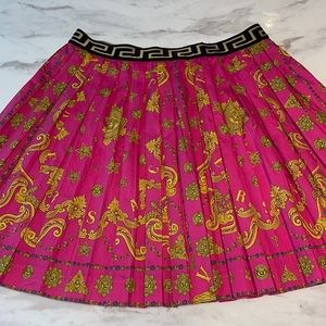 Versace kids pink Barocco pleated skirt